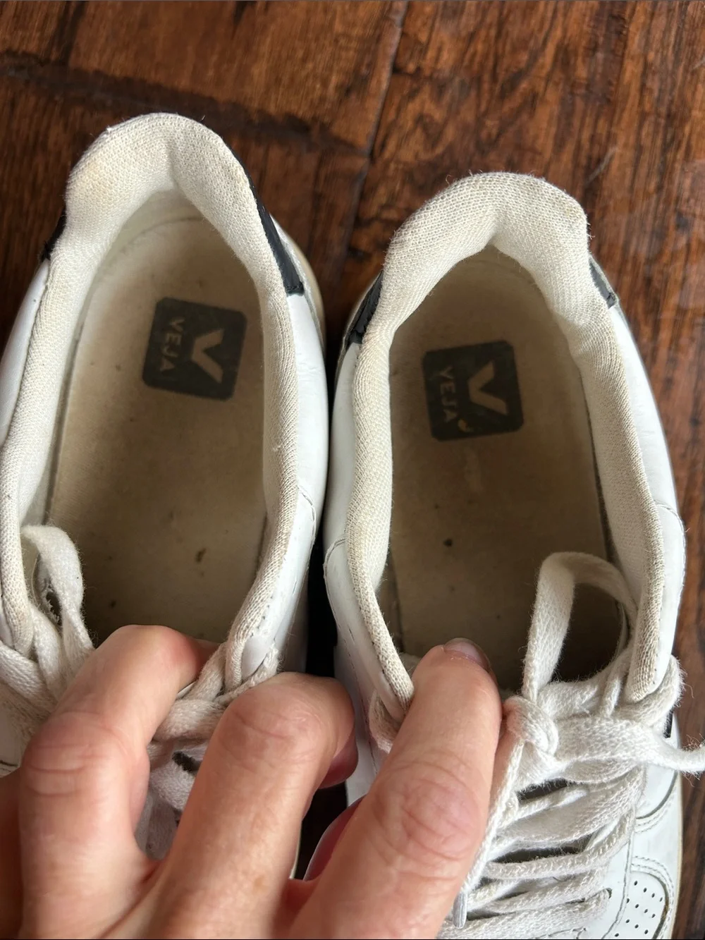 Veja White Leather Sneakers with Black V Logo